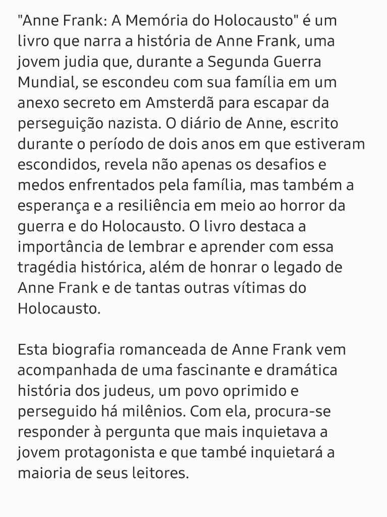 Resumo (Livro Anne Frank) | PDF