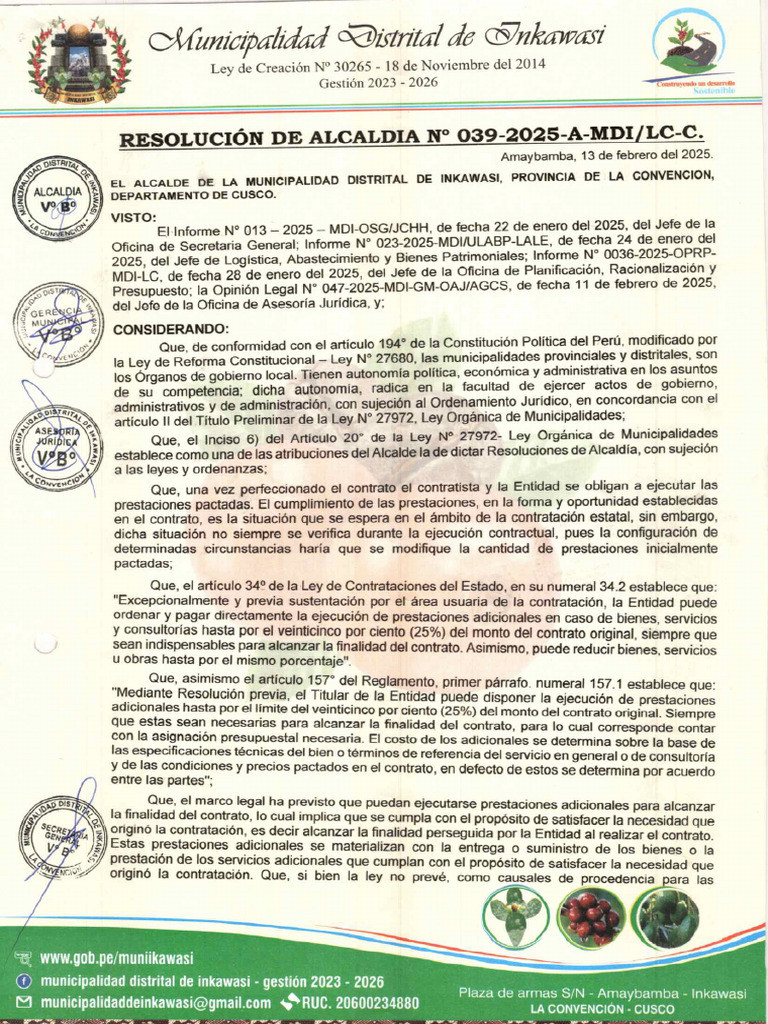 Resolución de Alcaldia #039-2025-A-Mdi | PDF