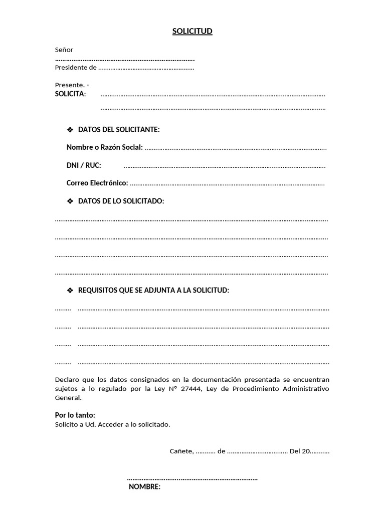 Solicitud Formal de Documentación Administrativa | PDF