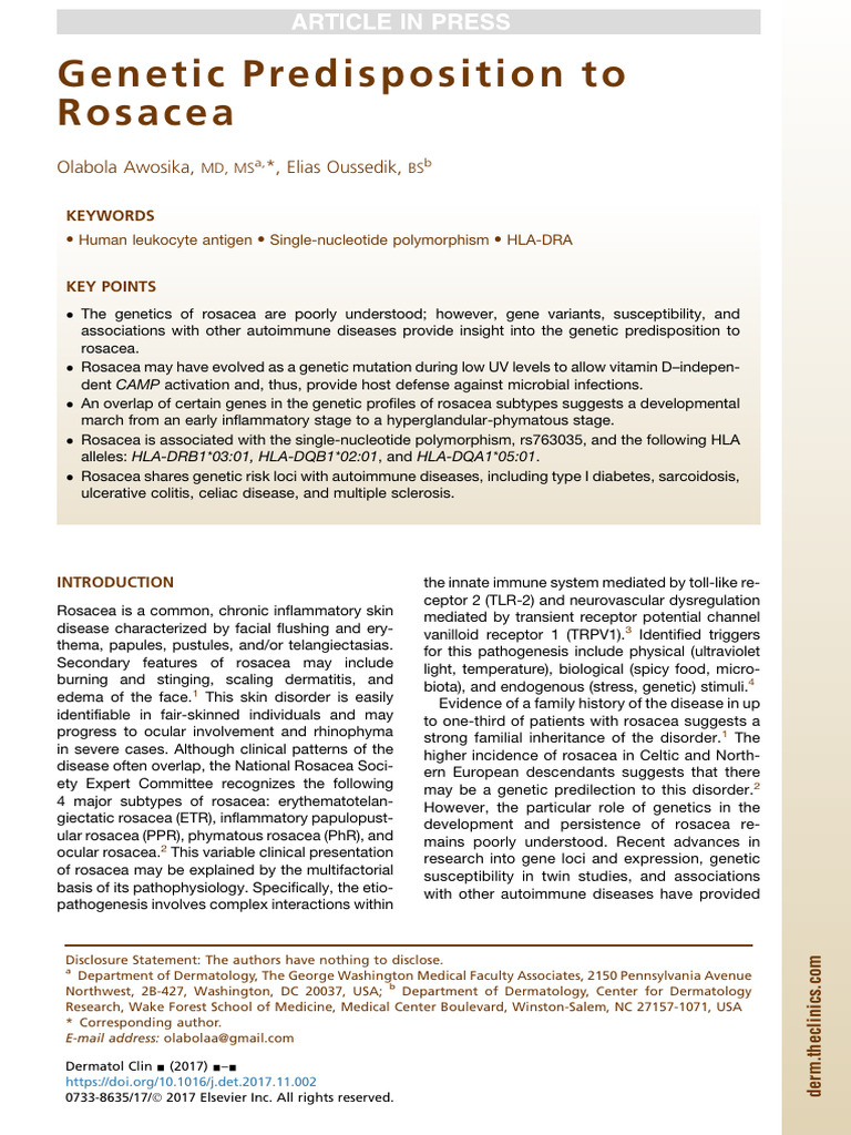 View of Genetic Predisposition To Rosacea | PDF | Human Leukocyte Antigen ...
