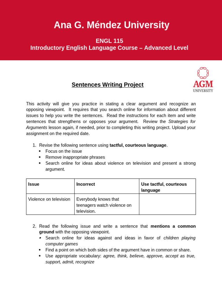 Argument Writing Practice Project | PDF