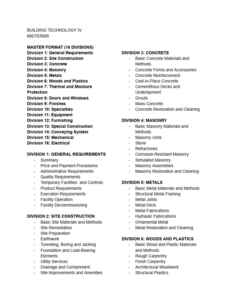 Building Technology IV Midterm Guide | PDF | Concrete | Masonry