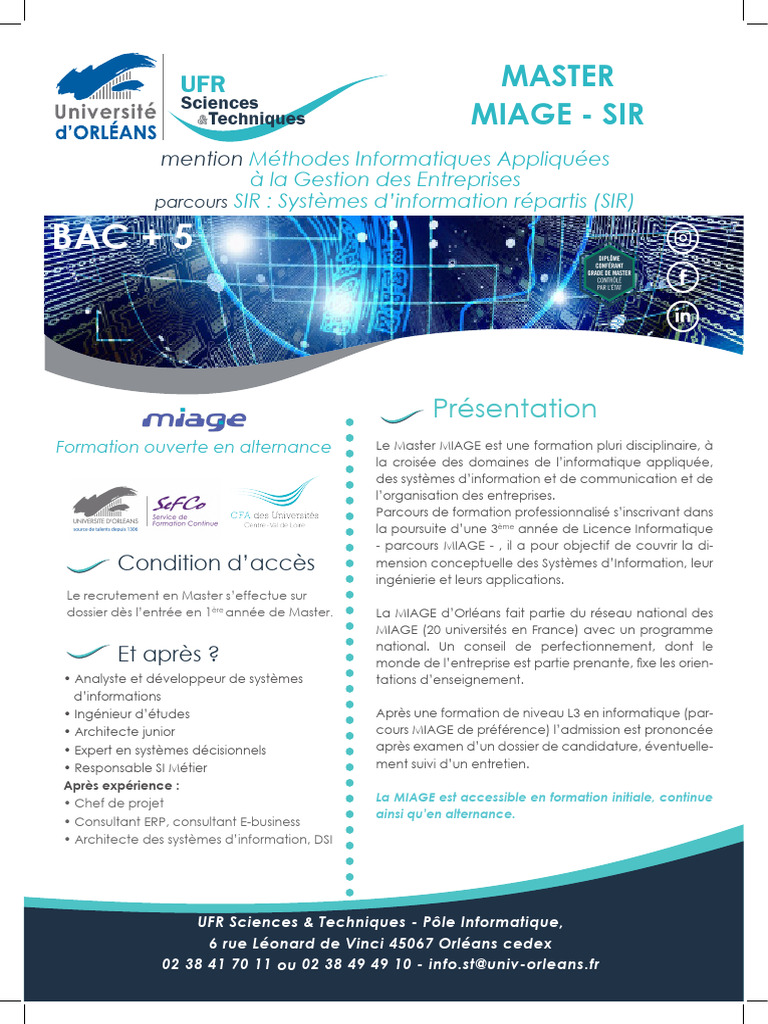 Recrutement Master MIAGE SIR 2024 | PDF | Cloud computing | Informatique