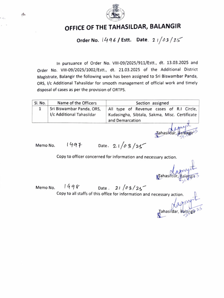 Office Order - 1496 | PDF