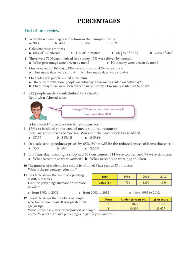 PERCENTAGES | PDF