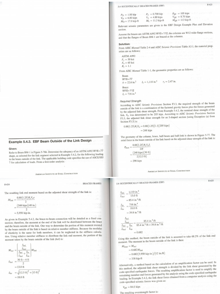 Ejemplo 4 - EBF Beam Outside of The Link Design | PDF