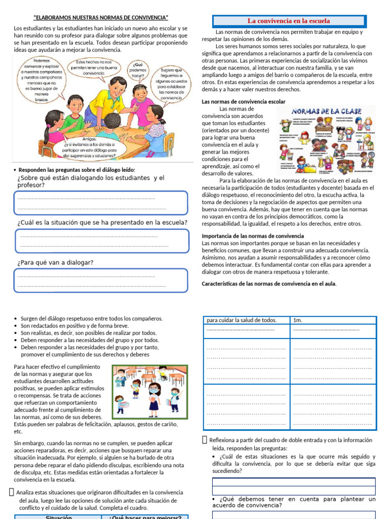Normas de Convivencia Sesion | PDF | Escuelas | Maestros
