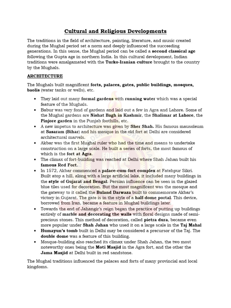 Cultural and Religious Developments | PDF | Mughal Empire | Guru Granth ...
