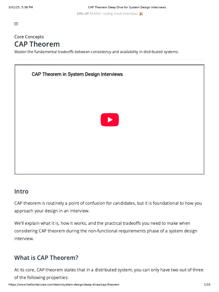 CAP Theorem for System Design Interviews | PDF | Replication (Computing ...