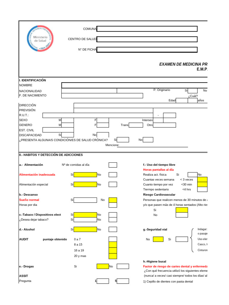 EMPJ - Formulario Piloto | PDF | Medicina | Ciencias de la Salud