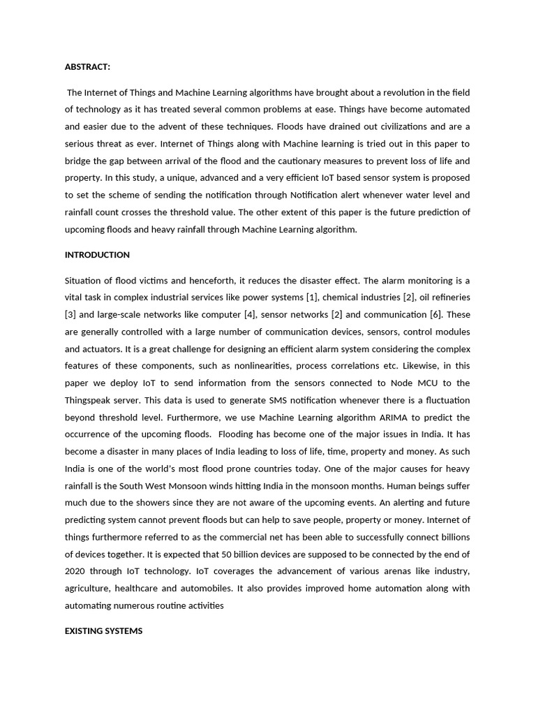 Flood Detection and Alert Message Using IoT and Machine Learning | PDF ...