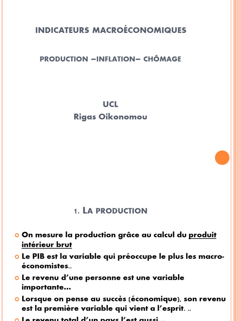 Indicateurs macroéconomiques : PIB et inflation | PDF | Coût de la vie ...