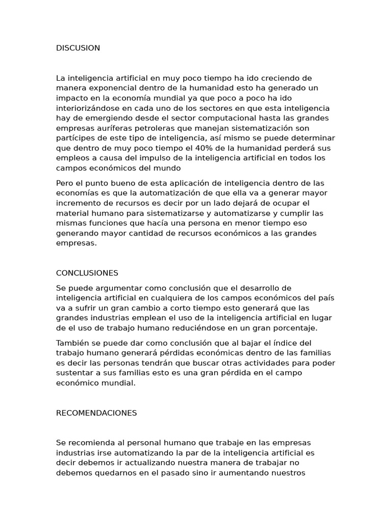 Impacto de la IA en el Empleo y Economía | PDF