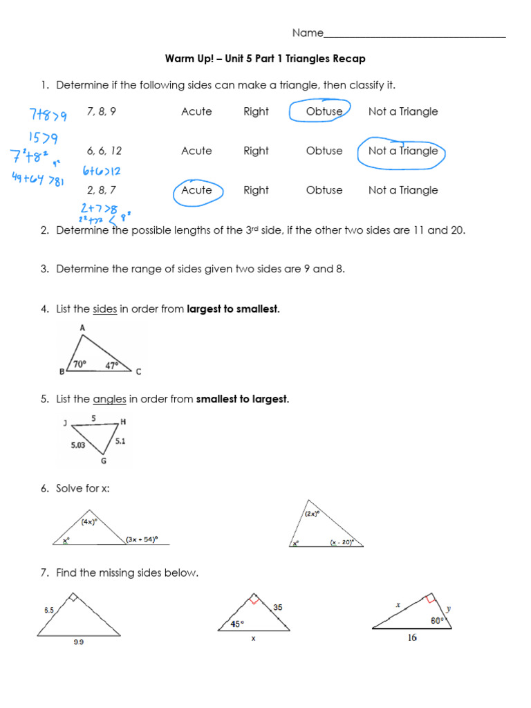 WU Unit+5+Triangles+Recap+Part+1 | PDF