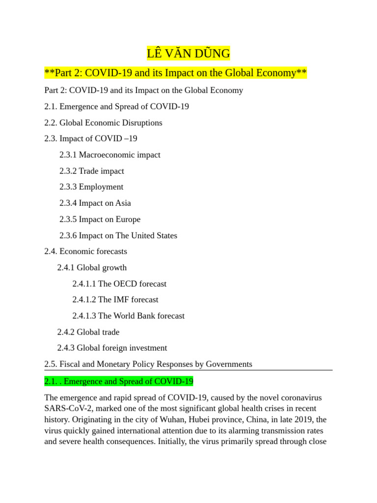 COVID-19's Global Economic Impact Analysis | PDF | Recession | Fiscal ...