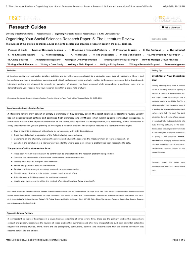 Literature Review Guide for Social Sciences | PDF | Methodology | Analysis