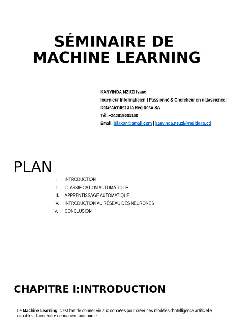 Introduction au Machine Learning | PDF | Apprentissage automatique ...
