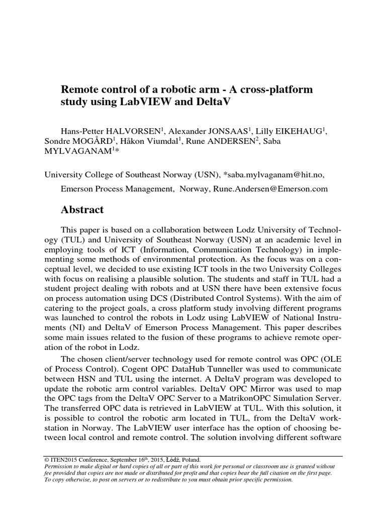 Remote Control of Robotic Arm Study | PDF | Computing