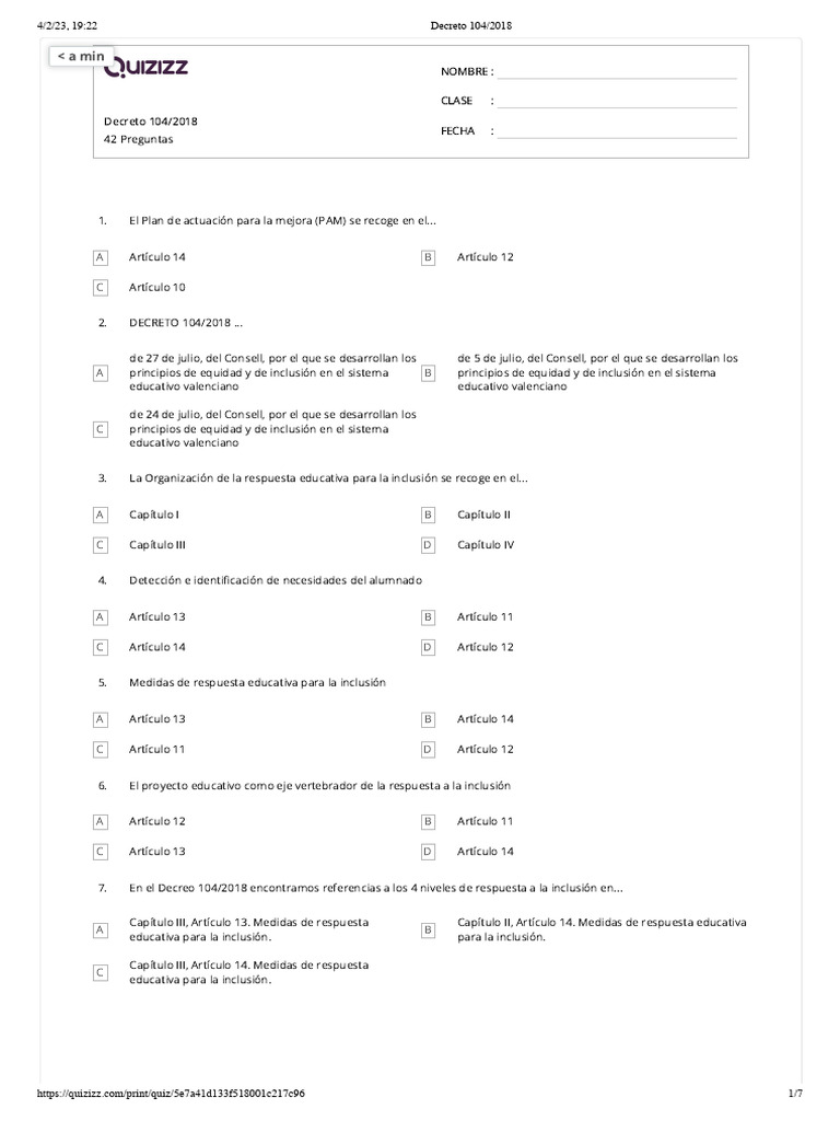 Inclusión Educativa: Decreto 104/2018 | PDF