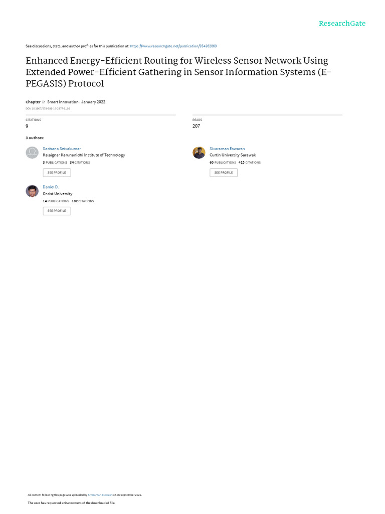 E-PEGASIS: Energy-Efficient WSN Routing | PDF | Wireless Sensor Network ...