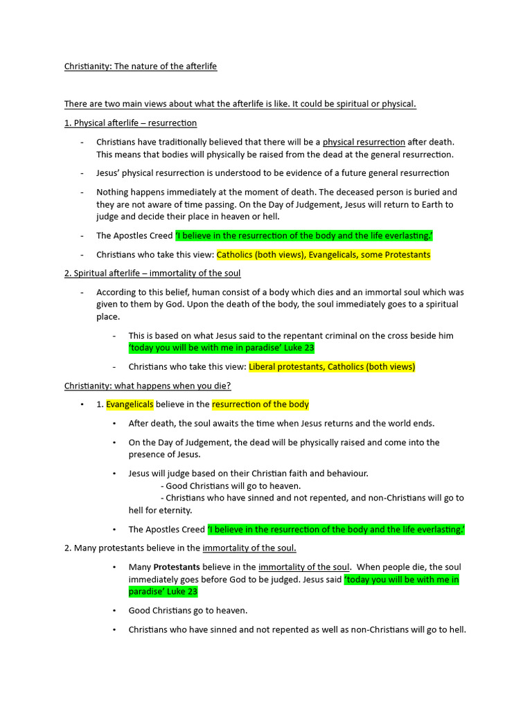 Afterlife Beliefs in Christianity | PDF | Purgatory | Hell
