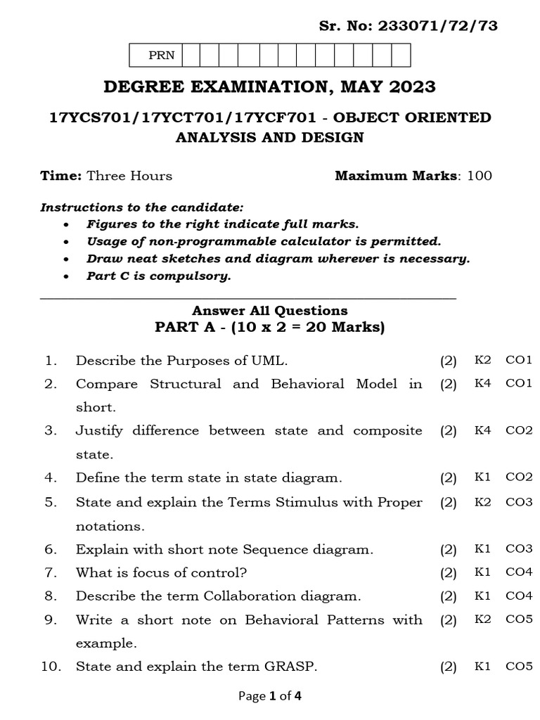 233071.72.73 17ycs701 Object Oriented Analysis & Design | PDF | Unified ...