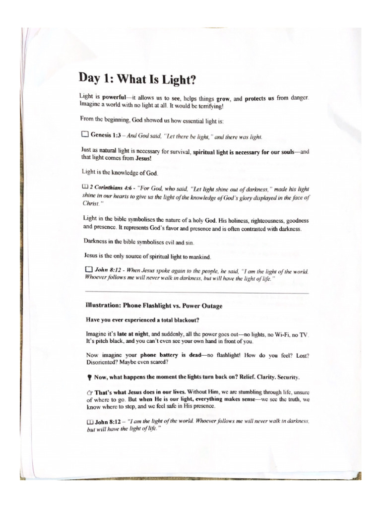 Day 1 What Is Light | PDF