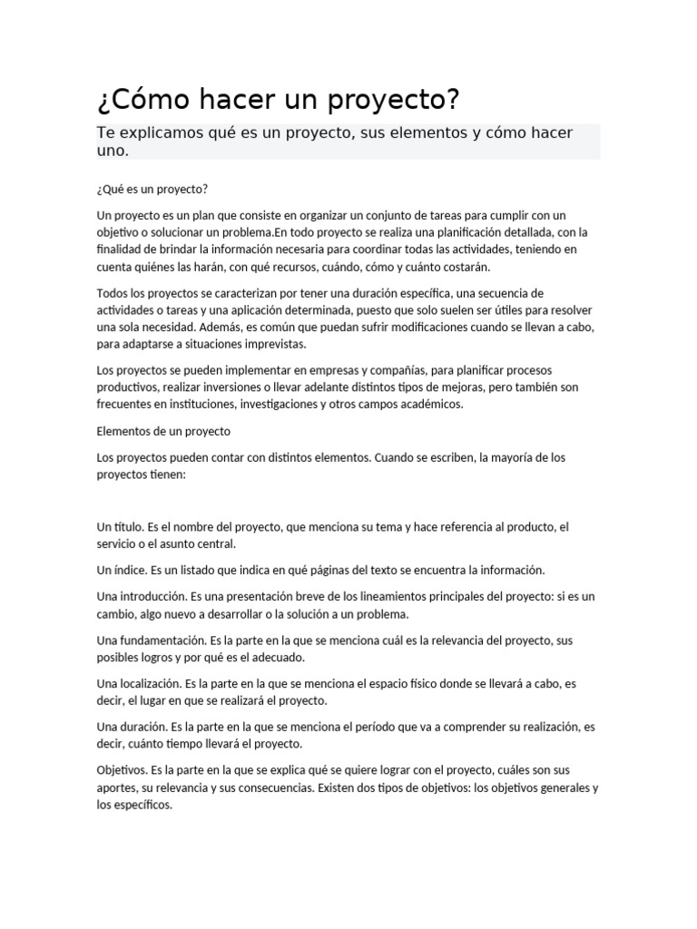 Cómo hacer un proyecto paso a paso | PDF | Planificación