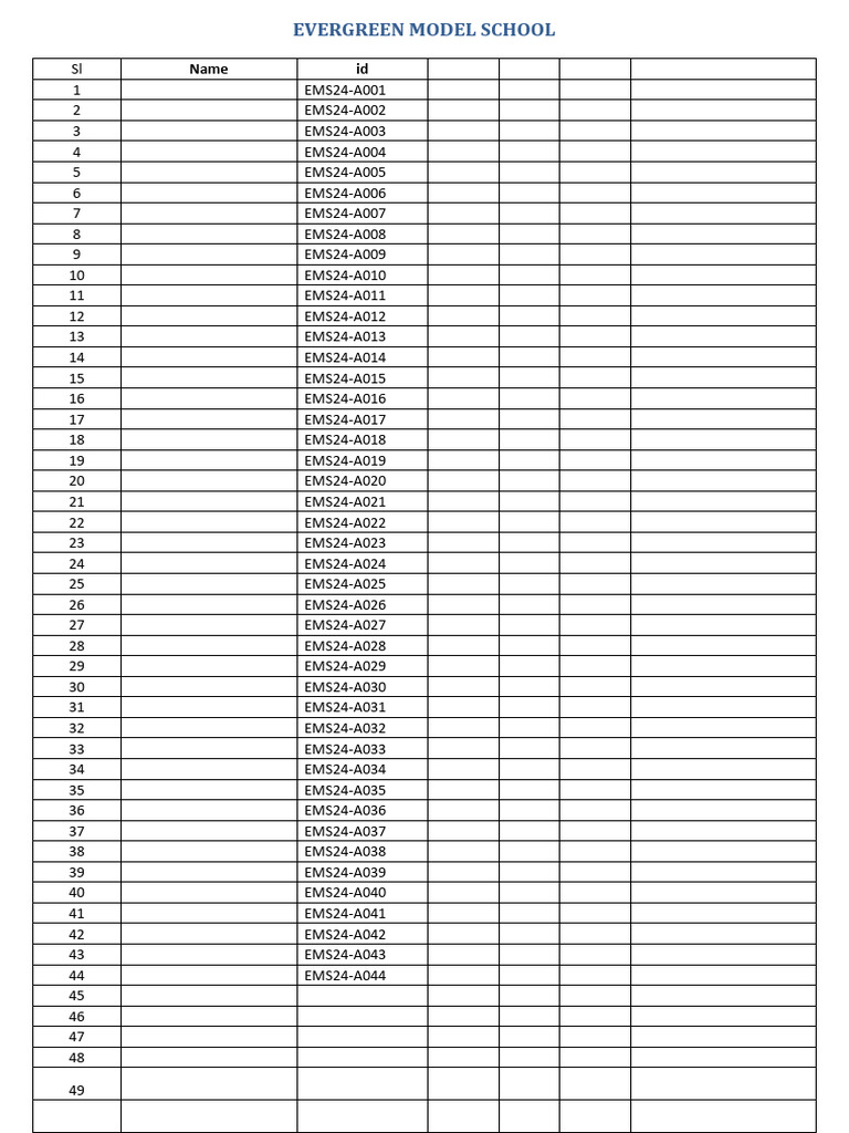 EMS Nursery Student List | PDF