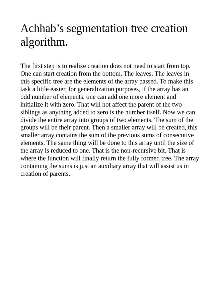 Segmentation Tree Creation Algorithm | PDF