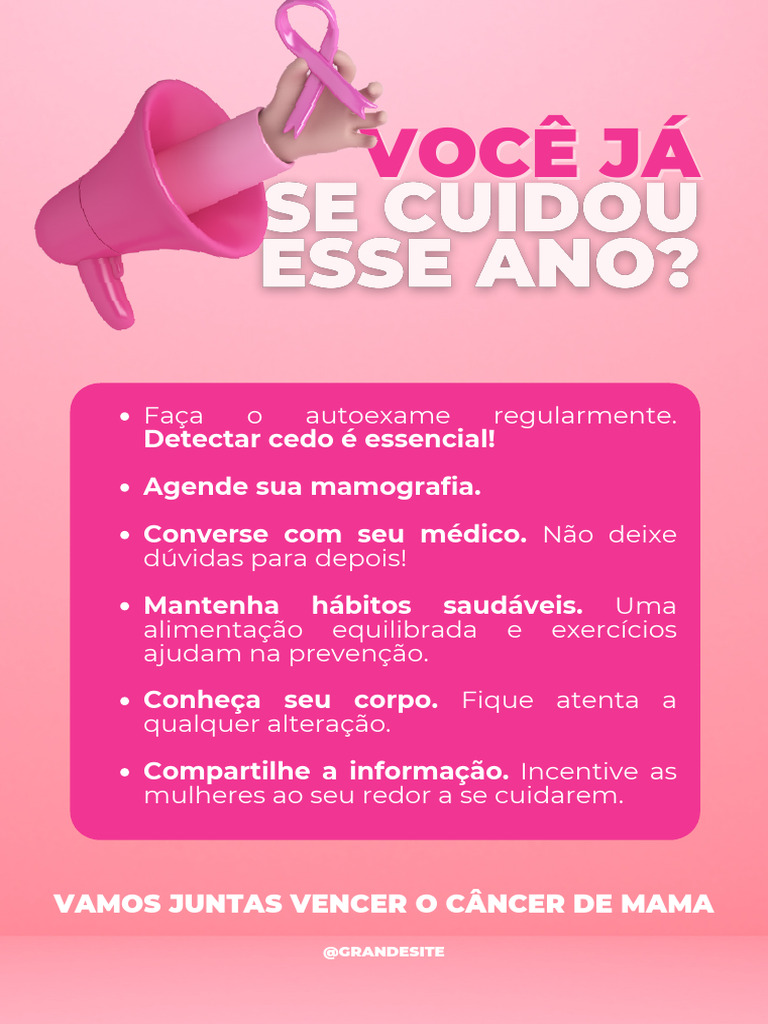 Outubro rosa campanha de prevenção ao câncer de mama rosa cartaz ...