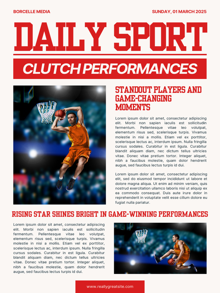 Red and Black Modern Bold Daily Sport Article A4 Document | PDF