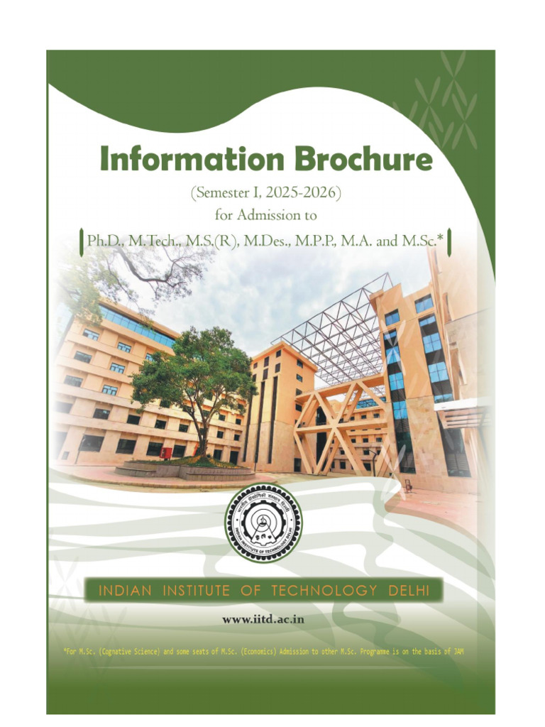 IIT Delhi PG Admission Brochure 2025 | PDF | Master's Degree | Academic ...