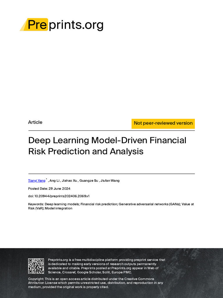 Deep Learning Model-Driven Financial Risk Prediction and Analysis | PDF ...