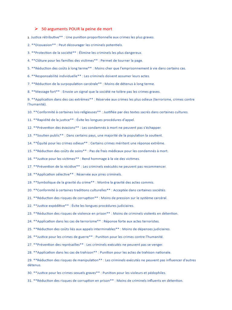 Arguments pour la peine de mort | PDF | Peine capitale | Crimes