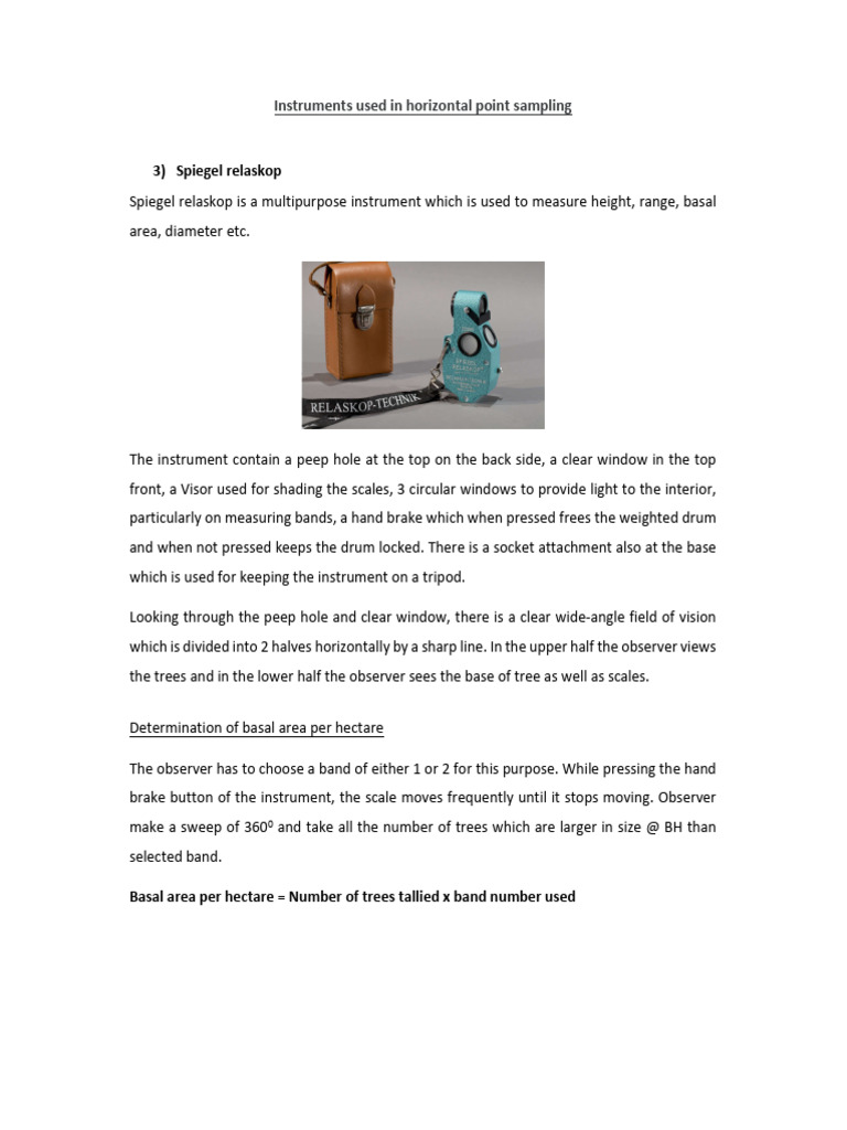 Measuring Basal Area with Spiegel Relaskop | PDF
