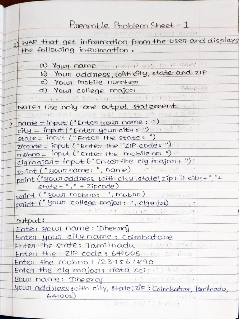 Problem Sheet | PDF