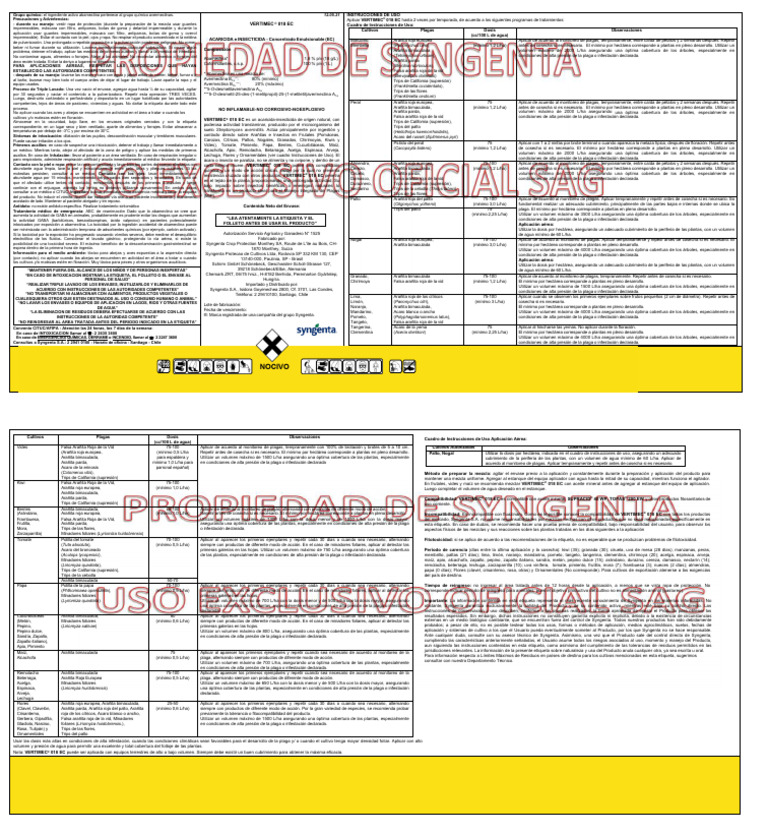 Vertimec 018 EC Etiqueta Temporal 27-01-2022 | PDF | Cosecha | Agua