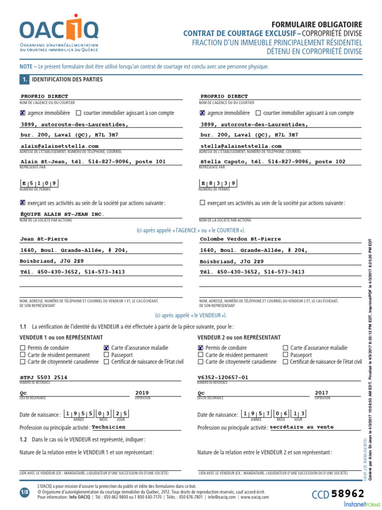 Contrat de courtage exclusif immobilier | PDF | Courtier