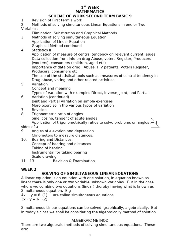 Basic 9 Mathematics E-Note | PDF | Trigonometric Functions | Equations