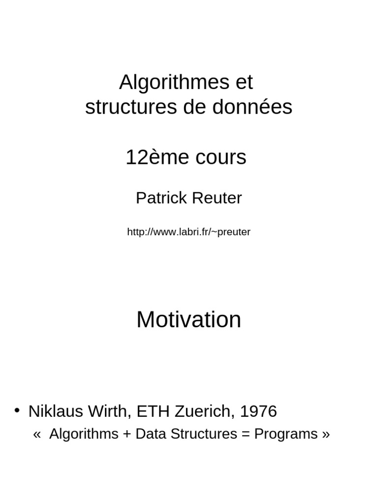 Algorithmes et Structures de Données | PDF | Programmation informatique ...