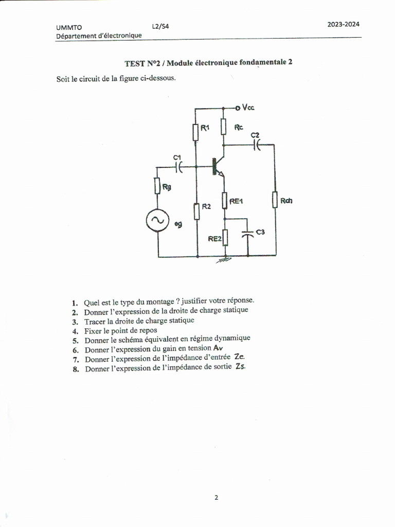Corrigé Test2 G2 | PDF