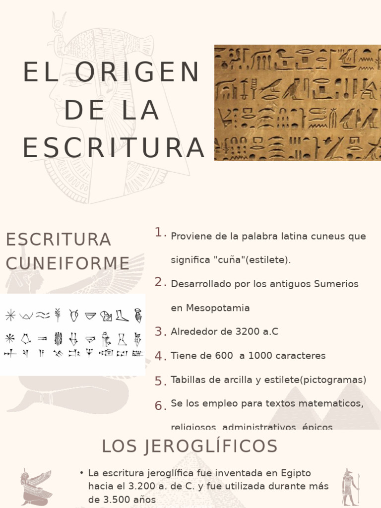 Orígenes de la escritura y el castellano | PDF | Jeroglíficos egipcios ...