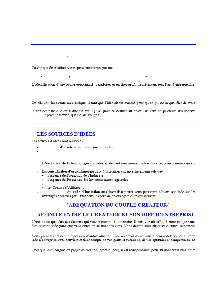 Idée et adéquation dans la création d'entreprise | PDF | Business