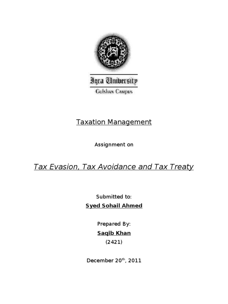 Tax Evasion Tax Treaty Double Taxation