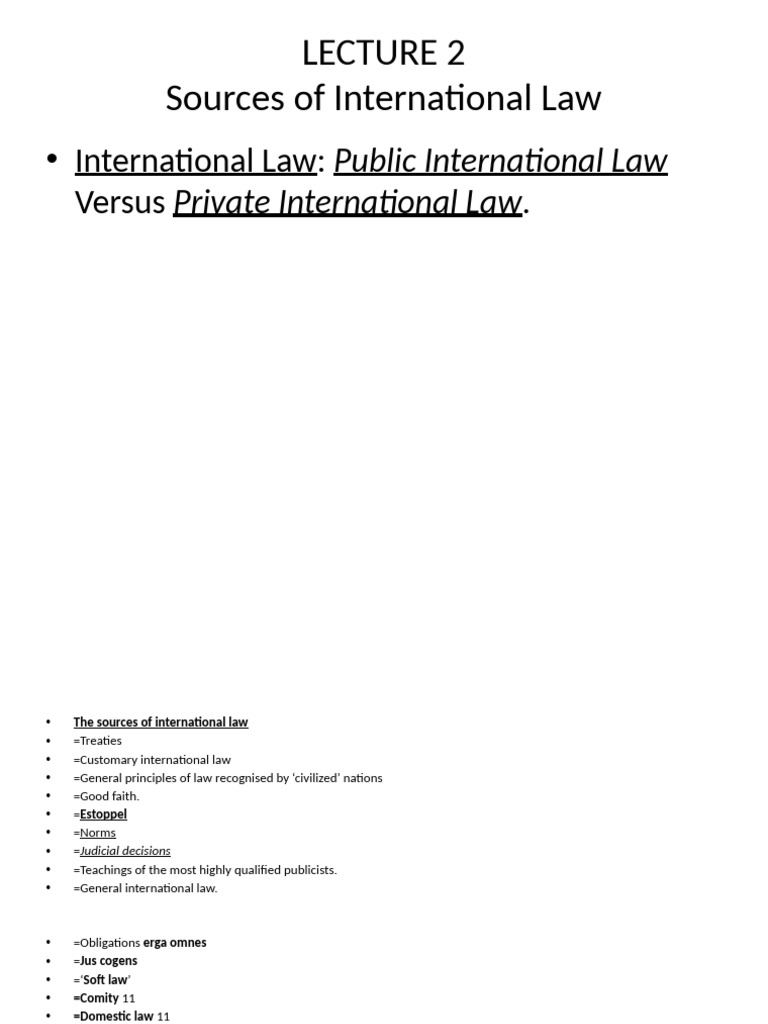 Sources of International Law Explained | PDF | International Law | Treaty