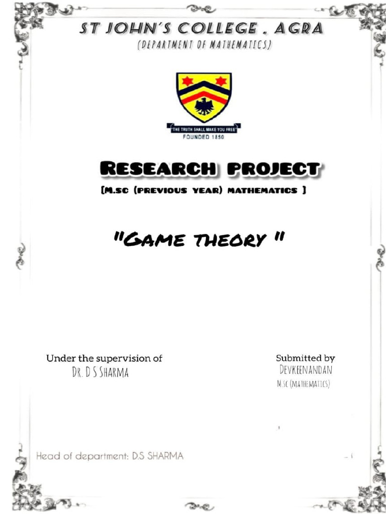 Game Theory Research Project Overview | PDF | Game Theory ...