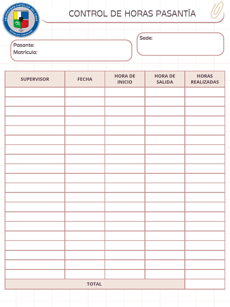 Control de Horas de Pasantía | PDF
