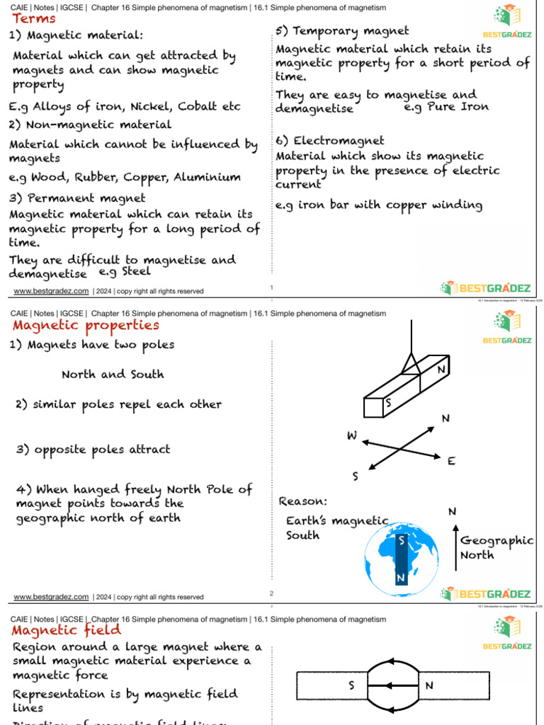 IGCSE Magnetism: Key Concepts Explained | PDF | Magnet | Magnetism