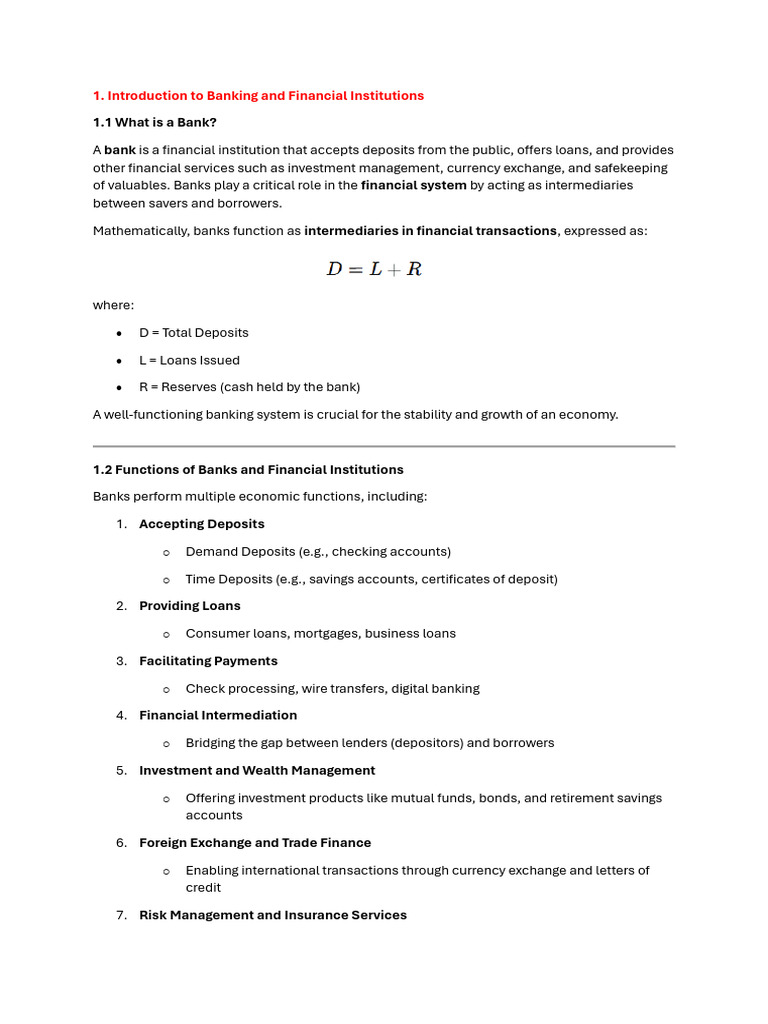 Overview of Banking Functions and Roles | PDF | Financial Risk | Basel Iii